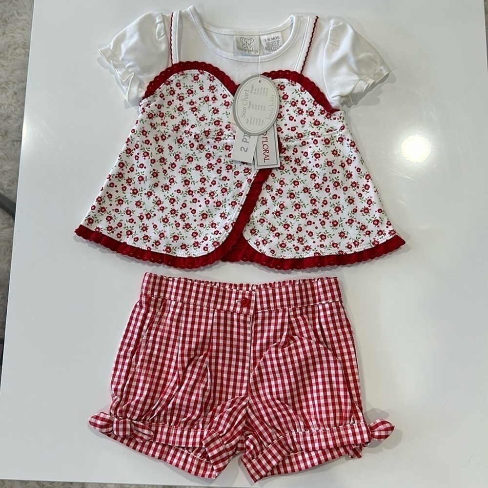 Floral & plaid matching set